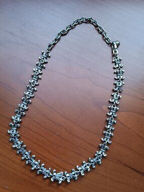 Silver Imperial Fleur de Lis Link Necklace